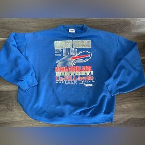 1991 Buffalo Bills Greatest Comeback Blue Vintage Crewneck Sweatshirt 2XL